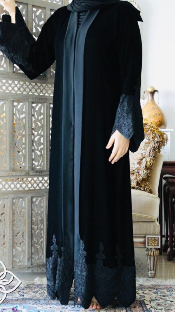 Mint & Black Abaya with Embellishment