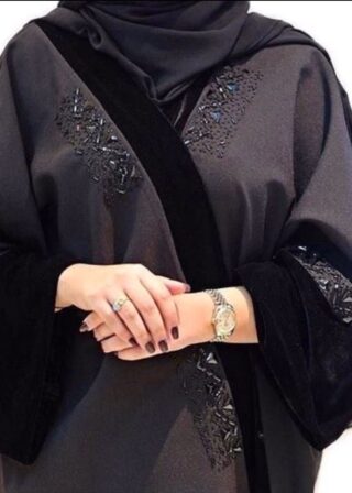 Abaya with Black Bead Work