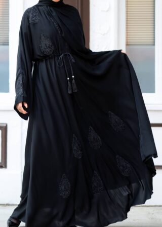 Embroidered Abaya with Flare